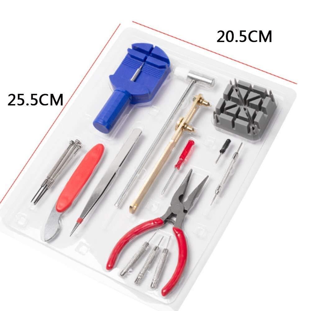 Kit de reparación de Relojes, Juego de Herramientas para pasadores de Enlace de Correa de Reloj con paño de Limpieza, Kit de Herramientas de reemplazo de batería de Reloj para reparación de Relojes