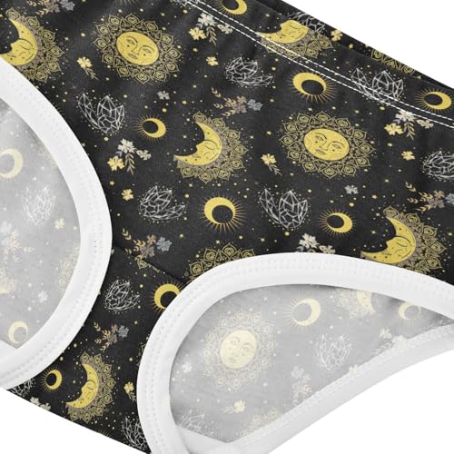 Little Girls' Soft Cotton Underwear Kids Breathable Comfort Bohemian Sun Moon Panties Briefs Toddler4