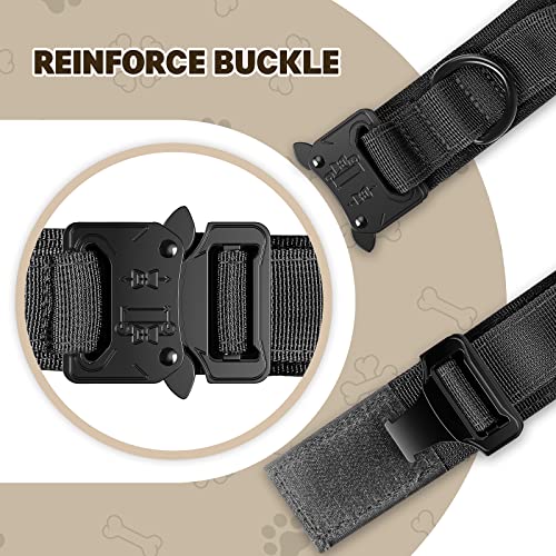 Image of FYA Tactical Dog Collar - Adjustable Nylon Collar with Control Handle and Heavy Metal Buckle for Medium and Large Dogs - 15.6 x 9 x 6.3 Cm; 160 Gm,Black
