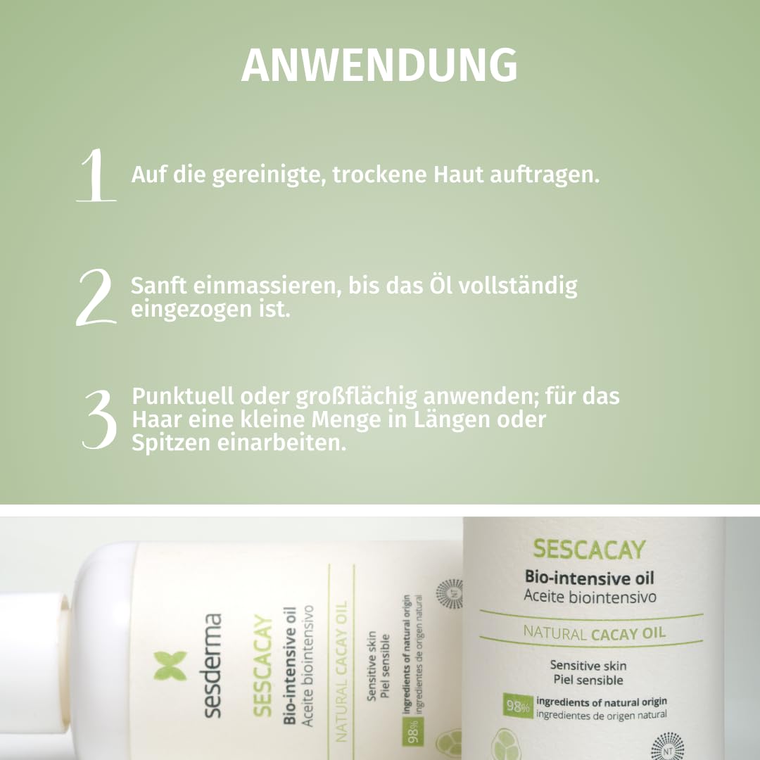 Sesderma Sescacay Bio-Intensivöl mit Cacay-Öl & HPR Retinoid 100 ml - Regenerierendes Körper & Haaröl gegen Dehnungsstreifen & Narben, Anti-Aging, Straffend, Feuchtigkeitsspendend