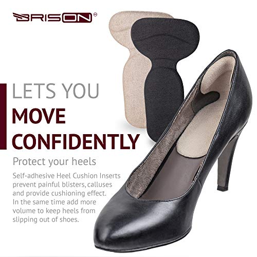 Heel Cushion Pads for Women and Men - Comfortable Suede Reusable Soft Shoe Inserts Self-Adhesive Foot Care Protector Grips Liners - Heel Pain Relief Bunion Callus Blisters - 4 Pairs - Thumbnail 2