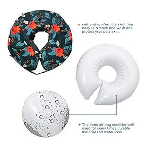 Protective Inflatable Collar for Dogs and Cats – Soft Pet Recovery Collar Does Not Block Vision, Prevents Pets from Touching Stitches, Wounds and Rashes (Floral, L)