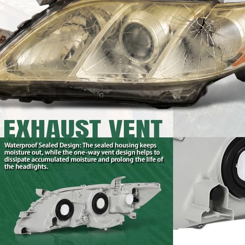 Image of GRAND ORANGE Headlight Assembly Front Headlamp Left Side Compatible with Toyota Camry 2007-2009 TO2502200 / TO2518119 / 20-6758-80 /206758801 Clear Lens Chrome Housing Amber Reflector OE Replacement