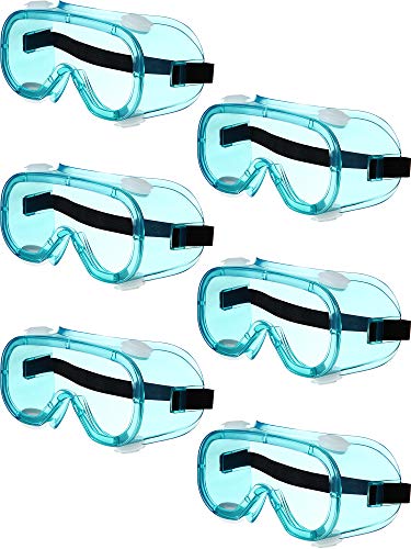 Anti Fog Safety Goggles 6 Pairs Wide Vision Adjustable Anti Splash Clear Lens Soft Lightweight Eyewear Protection
