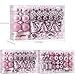 Sea Team 77-Pack Assorted Shatterproof Christmas Balls Christmas Ornaments Set Decorative Baubles Pendants with Reusable Hand-held Gift Package for Xmas Tree (Pink)