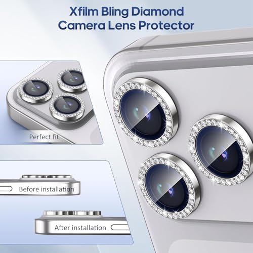 Image of for iPhone 17 Pro / 17 Pro Max Camera Lens Protector Bling, Individual Diamond Metal Ring with 9H Hardness, Scratch-Proof Camera Screen Protector, Stylish Accessories, Case Friendly (Silver)