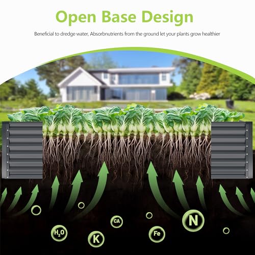 8x4x2FT Galvanized Raised Garden Bed,Galvanized Planter Boxes Outdoor, Large Metal Raised Garden Beds for Vegetables-Grey - Image 3