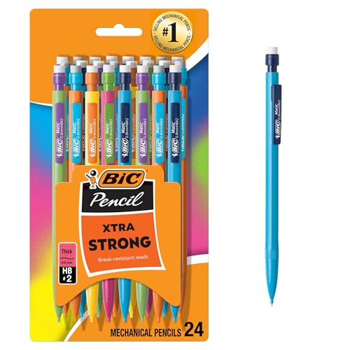 BIC Xtra Strong Mechanical Pencils with Erasers, Thick Point...