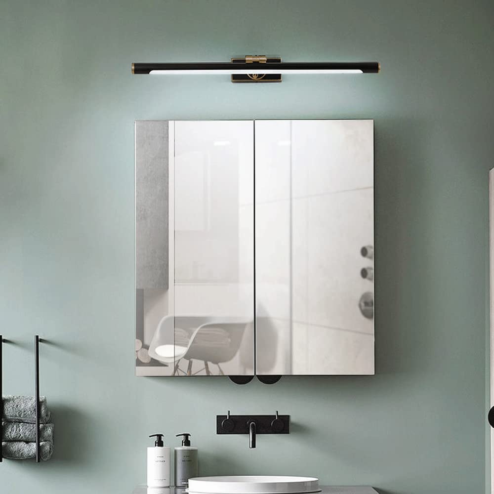 Led Spiegelfrontleuchte Moderne Kupferwandleuchte, Badezimmerbeleuchtung Acryllampenschirm Über Spiegelleuchte, Einziehbarer Lichtarm Bilderleuchte Für Schlafzimmer Wohn,Dark-45cm