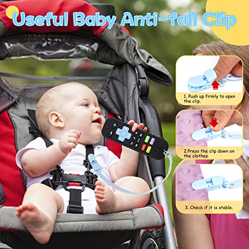 Baby-Beisspielzeug-Baby-Fernbedienung-Beisring-Silikon-Zahnungshilfe-Baby-BPA-frei-mit-Baby-Schnullerkette-Silikon-Zahnen-Nursing-Zubehor-fur-3-Monate-Baby-Schwarz