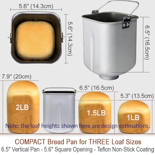 Image of KITCHENARM 19-in-1 HANDY Bread Machine with Homemade Cycle and Gluten Free Setting - Beginner Friendly 2LB 1.5LB 1LB White Bread Maker Machine with Recipes and Delay Timer