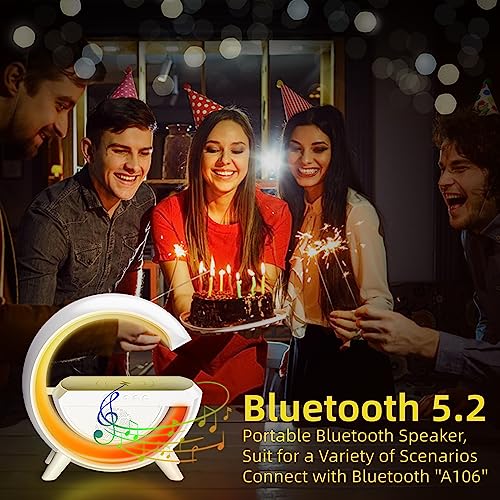 Image of 3 In 1 Night Light Bluetooth Speakers With 15W Wireless Charger, Led Desk Lamp With Rechargeable Battery, Bedside Lamp For Bedroom, Room Decor, Gift, Party - Plastic
