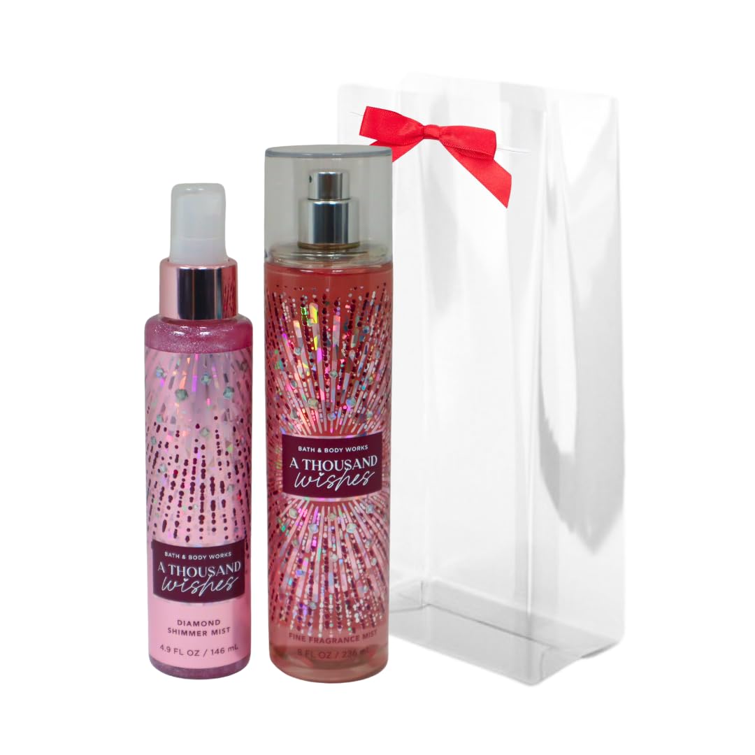Bath Body Works A Thousand Wishes Fine Fragrance Body Mist oz A  Thousand Wishes Fine Fragrance Shimmer Body Mist oz Gift Set packaging