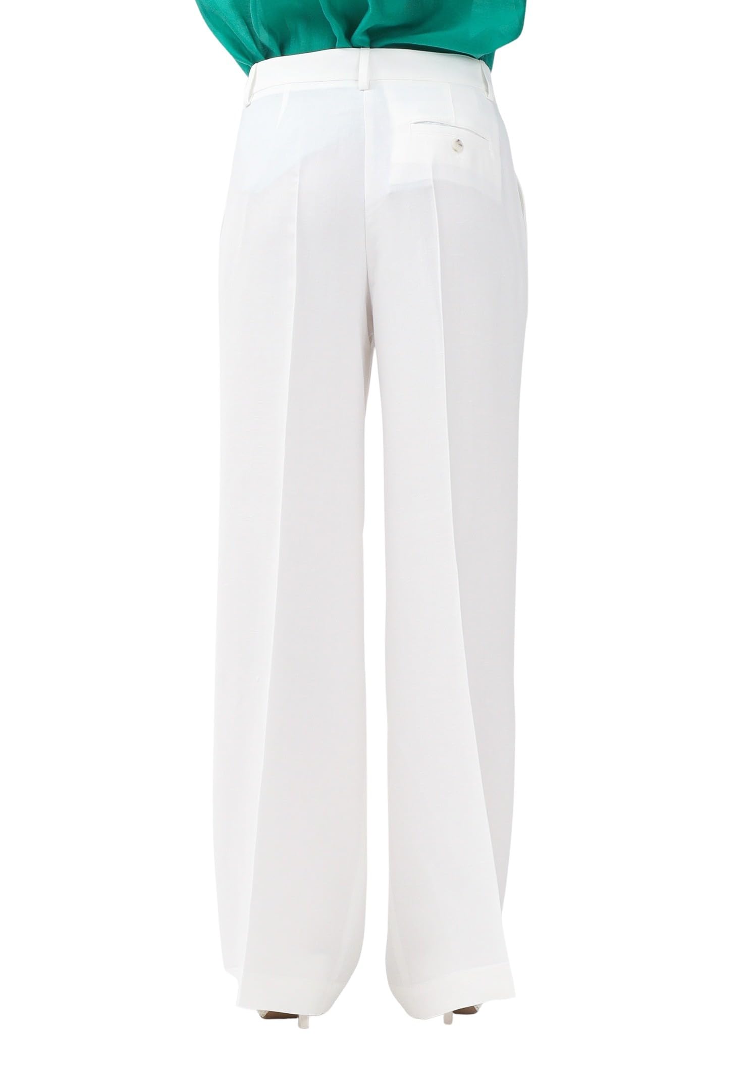 Pinko Pantalone a Palazzo Bianco da Donna Realizzato in Leggero Tessuto di Misto Lino e Viscosa 44