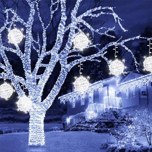 Outdoor Christmas Balls Lights Tree Lights Waterproof, 4 Pack 7.87" LED Hanging Globe Sphere Lights with 8 Lighting Modes Memory Timer Plug for Party Wedding Xmas Porch Patio Garden Yard Decorations by JNOEC - Image 7
