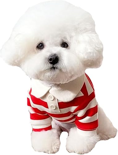 Ropa para cachorros, polo de algodón a rayas para perros pequeños, ropa casual para mascotas para Chihuahua, Yorkies, Bulldog, Dachshund, Pug (L,