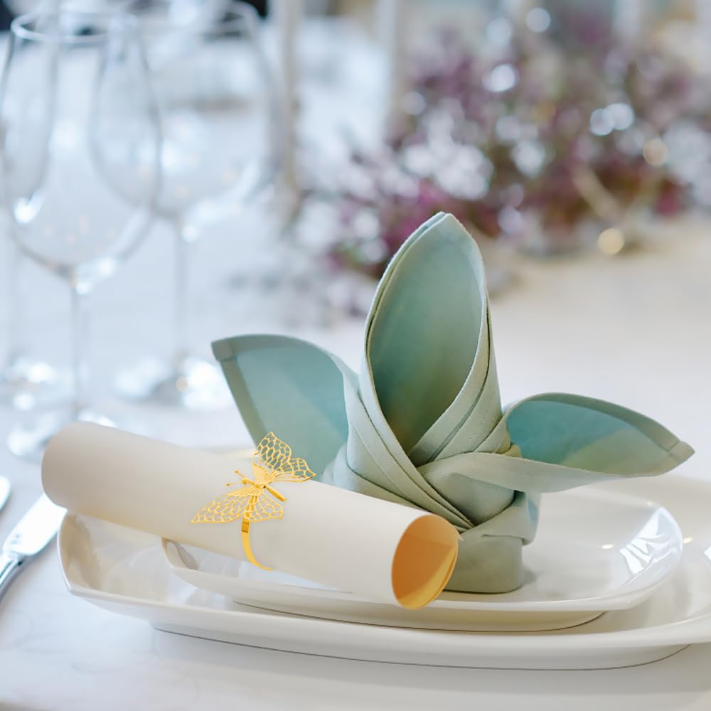 Portatovaglioli A Farfalla Oro - 12 Pezzi Per Matrimoni E Feste - Elegante E Riutilizzabile - Foto 3