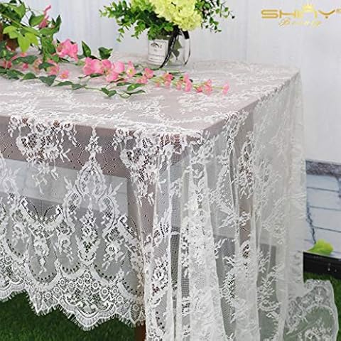 Mantel Rectangular de Encaje ShinyBeauty T920 Cover