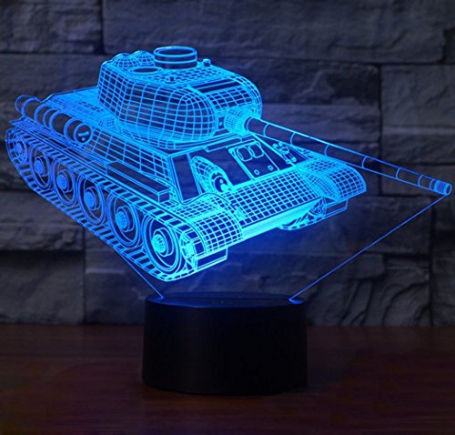 Preisvergleich Produktbild 3D Tisch Nachttischlampen,KINGCOO 3D Optische Visualisierung LED Licht USB Schreibtischlampen Stimmungslichter Touch Schreibtisch 7 Farbwechsel Atmosphäre Lampe (Panzer)