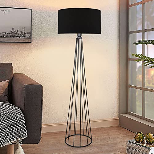 lux.pro Lampadaire Stylé Pied Conique Lampe sur Pied Métal Tissu Douille E27 Hauteur 155 cm Anthracite Noir