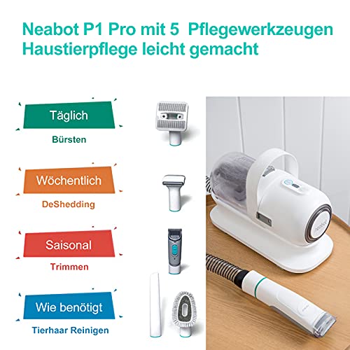 Neabot Neakasa P1 Pro Hundeschermaschine mit Tierhaar Staubsauger 13000 Pa Haustierpflegeset, leise Schermaschine Hund Katze Tierhaarschneidemaschine Tierhaarentferner, 5 bewährten Pflegewerkzeugen