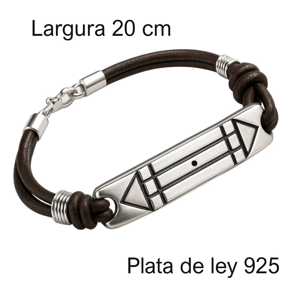 Pulsera Atlante-Pulsera para hombre de plata y cuero- Pulsera para mujer- Pulsera plata complemento anillo atlante Atlante