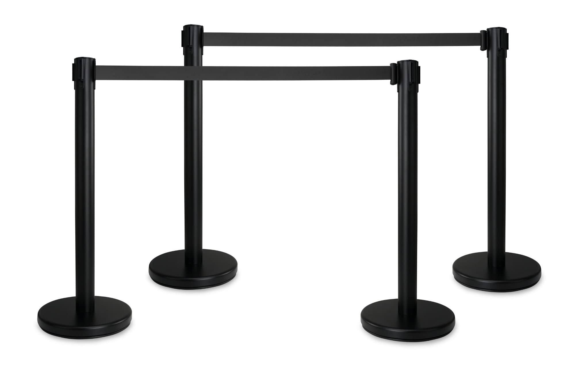Stagecaptain PLS-200 BKB Absperrständer Personenleitsystem 2 Paar - 4 Stück Absperrpfosten - für Hotel, Ausstellung, Flughafen, Vip, roter Teppich - schwarzes Absperrband - Schwarz