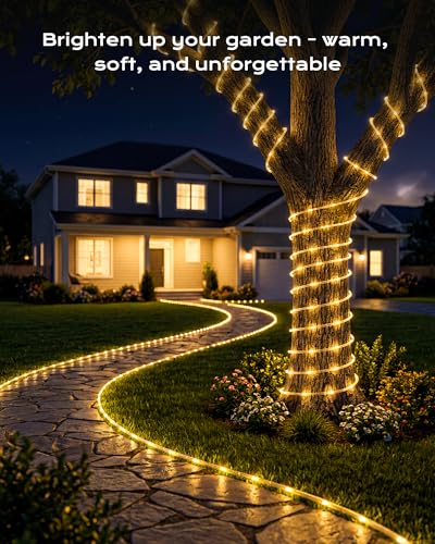 Brightown Solar Rope Lights 2-Pack, 78ft Warm White with 8 Modes — view 7