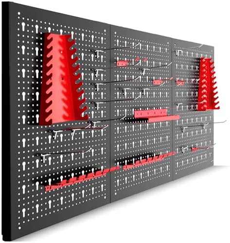 tectake® Organizador de Herramientas de Pared, Panel Perforado, E...