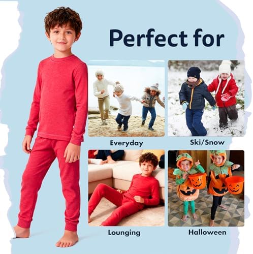 City Threads Kids Thermal Underwear Set Made in USA Sensory Friendly Kids Long Johns, Thermal Set for Boys Base Layer for Ski Candy Red - 4