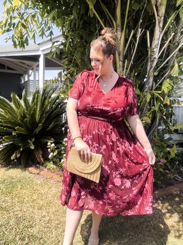 Image of TIYOMI Plus Size Velvet Dress for Women Formal Cocktail Satin Dresses for Wedding Guest XL-5XL (14W-28W)