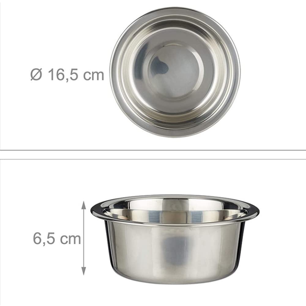 Gamelles surélevées - pour Chiens et Chats - Supports surélevés en Bambou avec 2 gamelles d'eau et de Nourriture en Acier Inoxydable - avec Pieds antidérapants (Deux Bols (Bois Naturel))