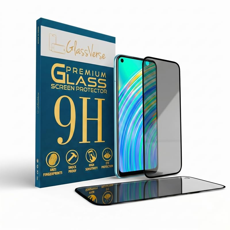 Image of GlassVerse Privacy Tempered Glass for Realme C17 | Anti Spy Screen Protector, 9H Hardness, Edge to Edge, Case Friendly, Hassle-less Installation Kit Included. (Pack of 2)