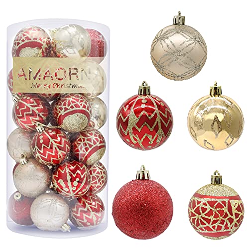 30Pcs Christmas Ball Ornaments,Christmas Tree Decoration Hanging Balls, Shatterproof with Fine Flashing Christmas Ornament Ball Set Xmas Holiday Wedding Party Decoration Red&Gold 2.36 30Pcs Christmas Ball Ornaments,Christmas Tree Decoration Hanging Balls, Shatterproof with Fine Flashing Christmas Ornament Ball Set Xmas Holiday Wedding Party Decoration Red&Gold 2.36