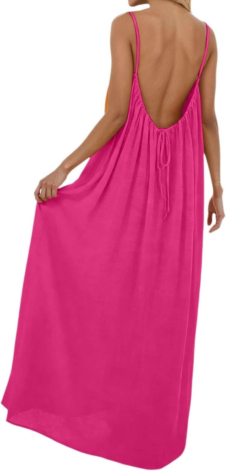 Backless House Dress for Women Cotton and Linen Dresses Sexy Strap Long Dresses Solid Dress Elegant Backless House Dress Backless House Dress for Women