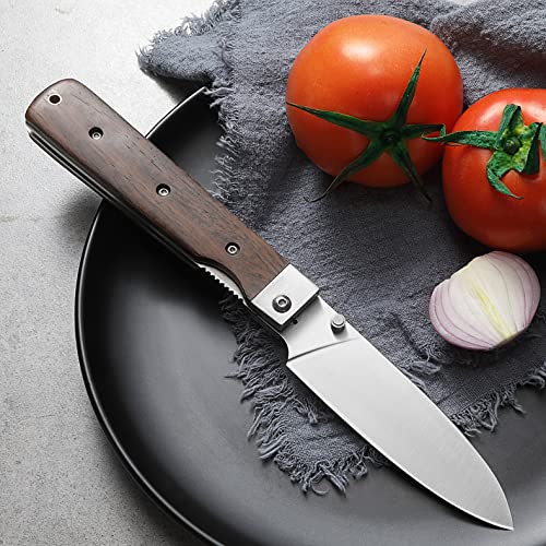Zhengsheng 4.5" Folding Utility Knife 440A Stainless Steel Blade Natural Olive Handle Pocket Foldable Fruit Knife Peeling Knife For Outdoor Camping Activities #TOP1