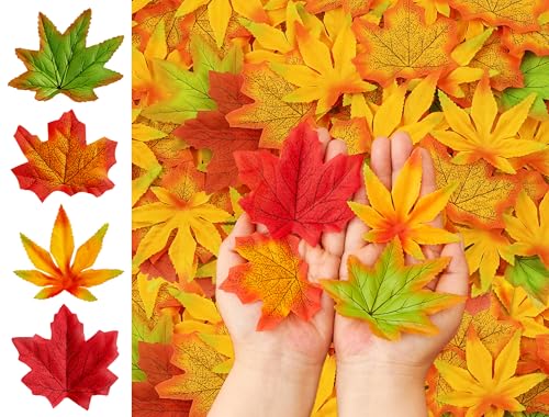 NUKAYAI Fall Fake Leaves Maple Leaf Autumn Decor for Thanksgiving 200Pcs