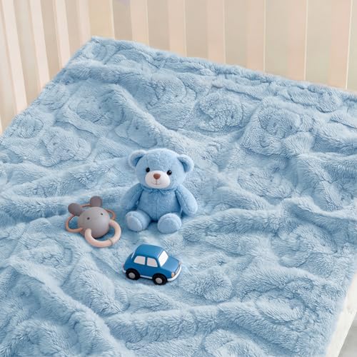 Image of Pro Goleem Elephant Baby Boy Blanket, Soft Fleece Baby Blankets for Boys, 30 inch x 40 inch Blue Crib & Stroller Blanket for Newborns and Toddlers