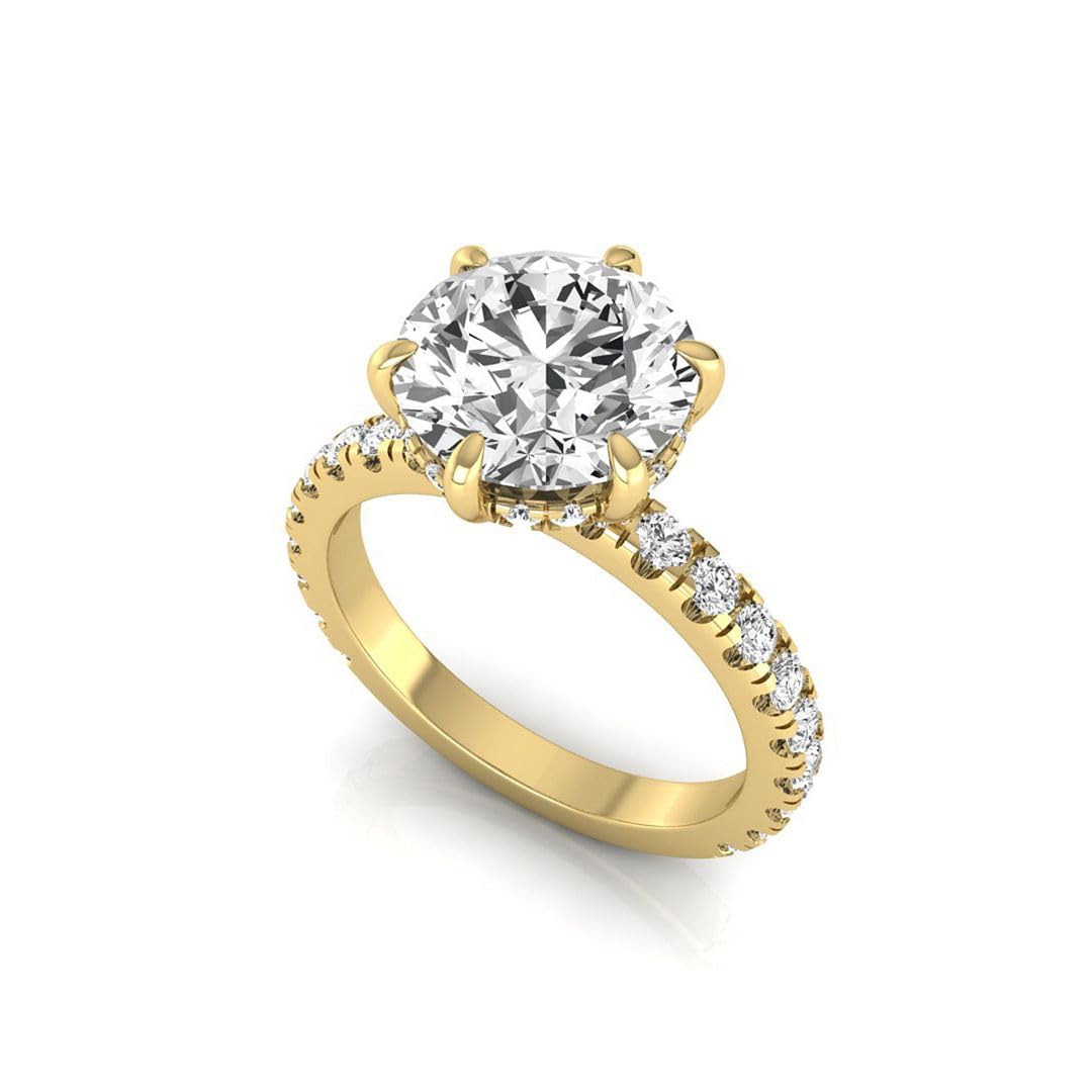 Shanti Jewel IGI Certified 3.75 Carat Round Lab Grown Diamond (3 Ct, F, VVS2) Hidden Halo 14K Gold Wedding Engagement Ring For Womens