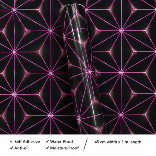 Image of Wings Star Wall Stickers DIY Wallpaper (45 x 500 CM, Purple & Black) | Self Adhesive PVC Roll | Home Decoration for Living Room Hall Bedroom | Easy Peel and Stick Decor Paper