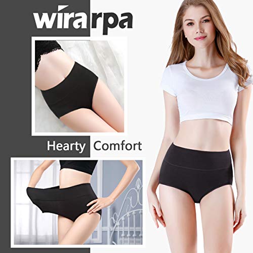 Image of wirarpa Women's Cotton Underwear High Waist Full Coverage Brief Panty Multipack
