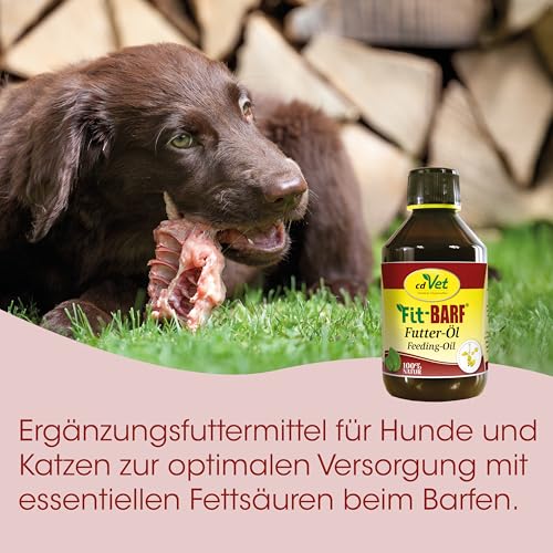 Fit-BARF Futter-Öl für Hunde & Katzen 500ml - Kaltgepresstes Leinöl, Essentielle Fettsäuren, Omega-3-Nahrungsergänzung
