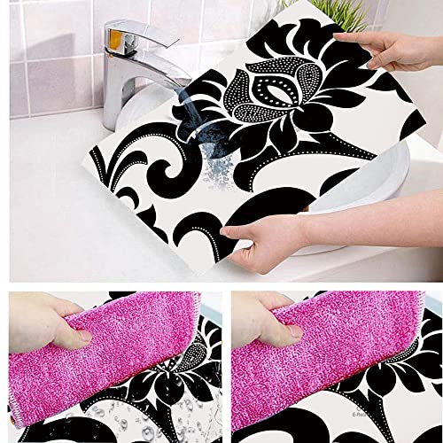 Image of Waterproof PVC Refrigerator Drawer Mats /Multipurpose Mat /Fridge Mats Set of 3 Pc (Floral Black, Size-17.5X11.5 Inch)