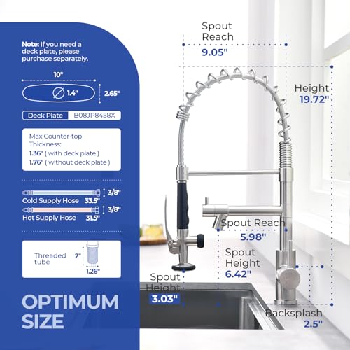 Image of WEWE Pull-Down Kitchen Faucet, Pot Filler, Brushed Nickel, Bar Sinks