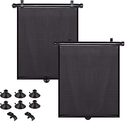 PLTCAT 2 Pack Large Car Sun Shade Side Window for Baby, Roller Vehicle Shades Sun Protection Shade for SUV Truck Side Window(Large-18''x20'')