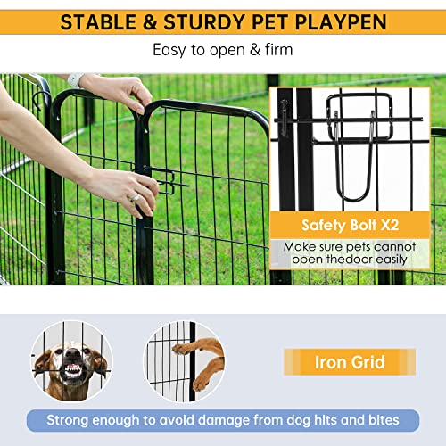 Image of BestPet | Dog Playpen | 24 Inch, 32 Panels | Heavy Duty Metal Pet Exercise Pen | Indoor Outdoor Fence Panels | Rust-Resistant, Removable, Tool-Free Setup | Anti-Skid, Expandable Design
