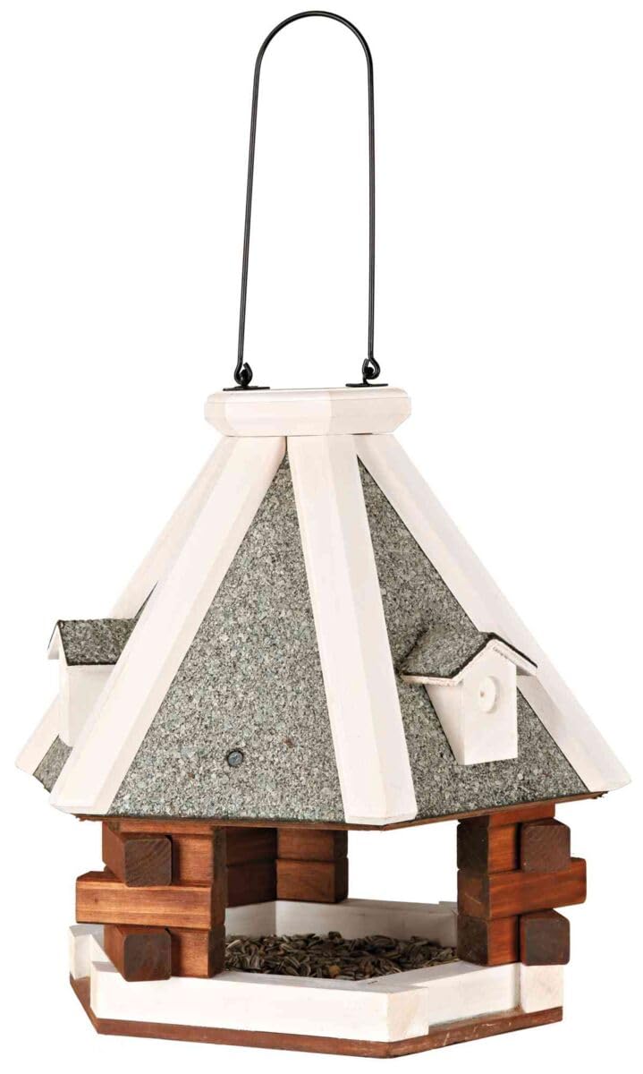 Trixie 5577 natura Futterhaus zum Hängen, ø 36 × 35 cm, braun/weiß