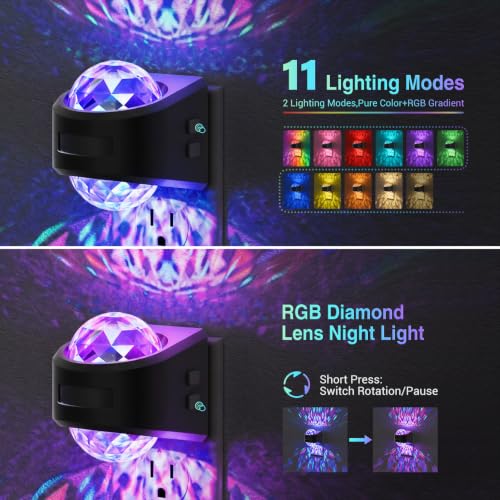 Image of JandCase Motion Sensor Night Light, Dusk to Dawn | Star Projector Night Light with 180 Rotatable Plug, 3000K and RGB Automatic Galaxy Nightlight Plug in for Bathroom Hallway
