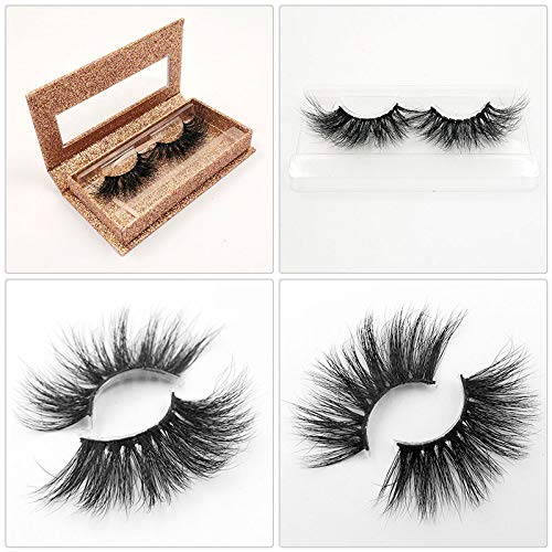 HBZGTLAD NEW 1pair Mink Eyelashes 25mm Lashes Fluffy Messy 3D False Eyelashes Dramatic Long Natural Lashes Wholesale Makeup Mink Lashes (5dkc-01)