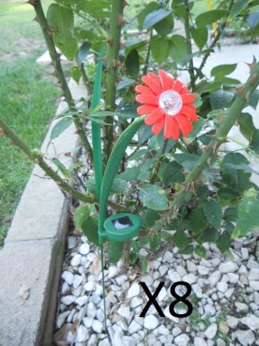 Set of 8 Beautiful Garden Decorative Gerbera Red Color Paddle Daisy Flower Solar Light